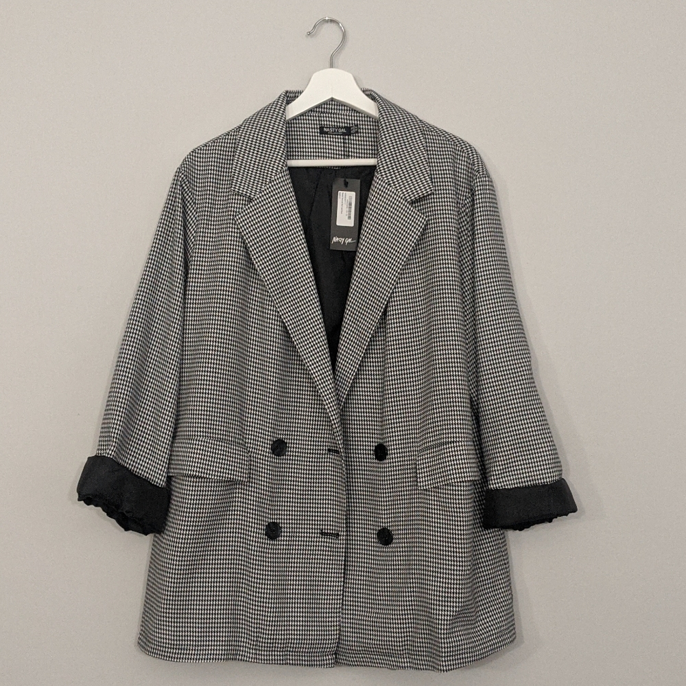 Checked Oversized Boyfriend Blazer
